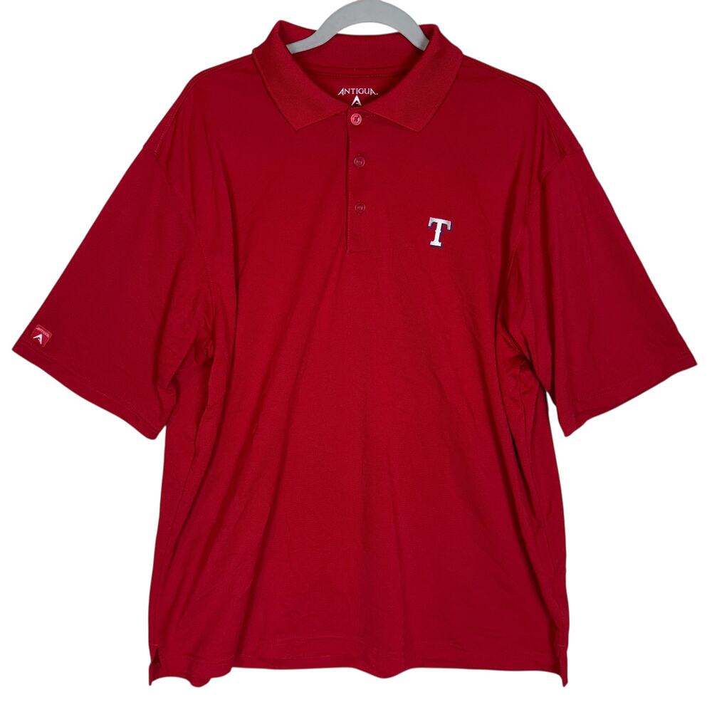 Texas‎ Rangers Antigua Polo Shirt Men's Large Red Short Sleeve Collared Sports